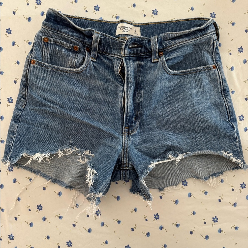 Abercrombie & Fitch Distressed Blue Jean Shorts